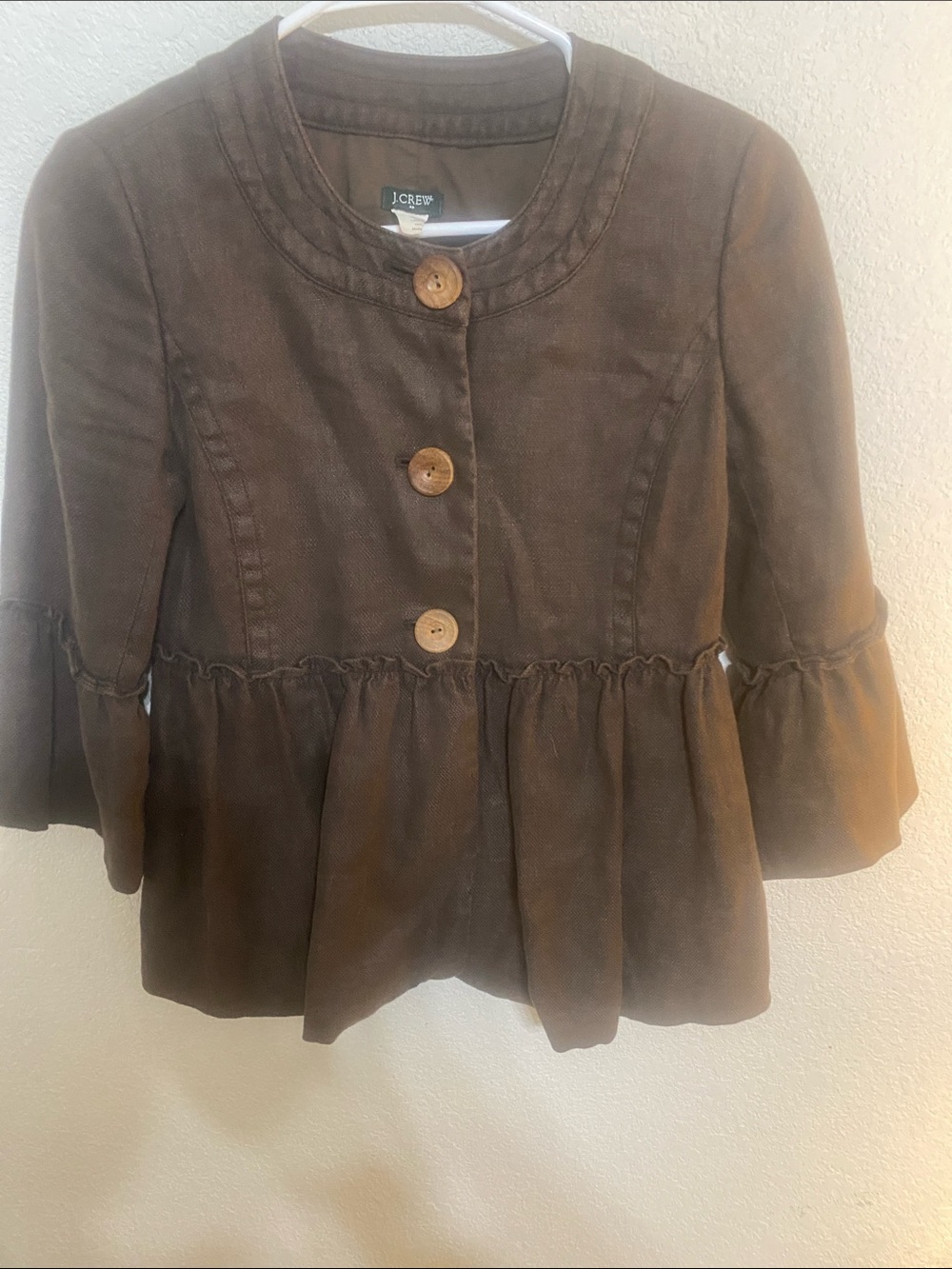 J. Crew Girls' Brown Peplum Button Jacket